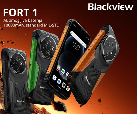 Blackview FORT 1 robustni pametni telefon, 6.56", 4G LTE, 6GB+256GB, HD+ IPS, 90Hz, Android, 3v1 AI, 10000mAh, WIFI 5, BT 5.2, Dual SIM, GPS, NFC, IP68 & IP69K & MIL-STD-810H, oranžen
