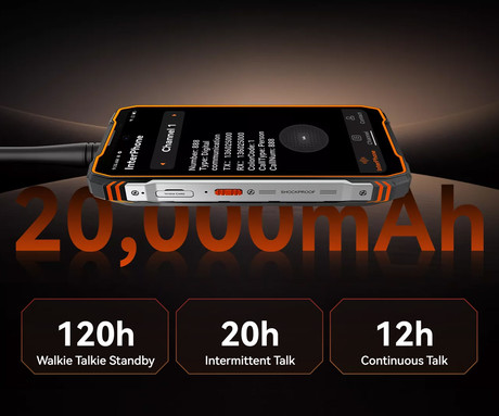 Blackview XPLORE 1 WALKIE TALKIE robustni pametni telefon, 6.78", 5G VoLTE, 12GB+256GB, 2.4K FHD+ IPS, 120Hz, Android, 3v1 AI, 20000mAh, WIFI 6, BT 5.2, Dual SIM, GPS, NFC, Dual-Mode UHF/VHF, oranžen