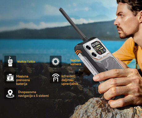 Blackview XPLORE 1 WALKIE TALKIE robustni pametni telefon, 6.78", 5G VoLTE, 12GB+256GB, 2.4K FHD+ IPS, 120Hz, Android, 3v1 AI, 20000mAh, WIFI 6, BT 5.2, Dual SIM, GPS, NFC, Dual-Mode UHF/VHF, črn