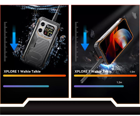 Blackview XPLORE 1 WALKIE TALKIE robustni pametni telefon, 6.78", 5G VoLTE, 12GB+256GB, 2.4K FHD+ IPS, 120Hz, Android, 3v1 AI, 20000mAh, WIFI 6, BT 5.2, Dual SIM, GPS, NFC, Dual-Mode UHF/VHF, črn