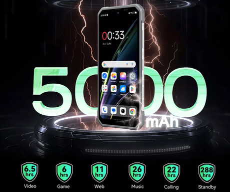 Blackview FORT 100 robustni pametni telefon, 6.56", 4G LTE, 8GB+128GB, HD+ IPS, 90Hz, Android, 3v1 AI, 5000mAh, WIFI 5, BT 5.0, Dual SIM, GPS, NFC, IP68 & IP69K & MIL-STD-810H, črn (Cosmic Black)