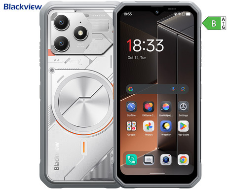 Blackview FORT 100 robustni pametni telefon, 6.56", 4G LTE, 8GB+128GB, HD+ IPS, 90Hz, Android, 3v1 AI, 5000mAh, WIFI 5, BT 5.0, Dual SIM, GPS, NFC, IP68 & IP69K & MIL-STD-810H, bel (Lunar White)