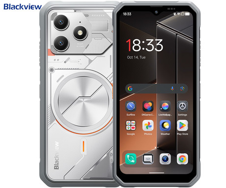 Blackview FORT 100 robustni pametni telefon, 6.56", 4G LTE, 8GB+128GB, HD+ IPS, 90Hz, Android, 3v1 AI, 5000mAh, WIFI 5, BT 5.0, Dual SIM, GPS, NFC, IP68 & IP69K & MIL-STD-810H, bel (Lunar White)