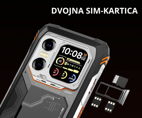 Blackview XPLORE X1 robustni pametni telefon, 6.78", 5G VoLTE, 12GB+256GB, 2.4K FHD+ IPS, 120Hz, Android, 3v1 AI, 10000mAh, WIFI 6, BT 5.2, Dual SIM, GPS, NFC, 2" zadnji zaslon, oranžen