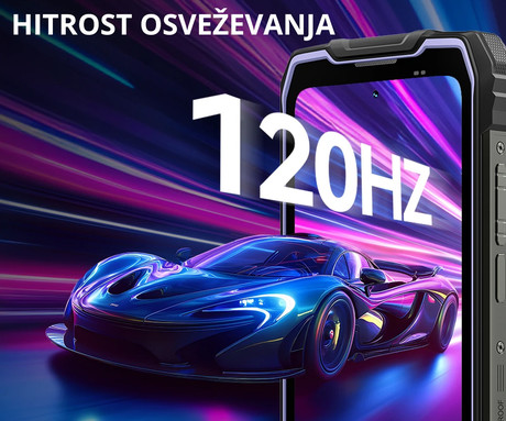 Blackview ROCK 2 robustni pametni telefon, 6.67", 5G, 12GB+256GB, HD+ IPS, 120Hz, Android, 3v1 AI, 15000mAh, WIFI 5, BT 5.0, Dual SIM, GPS, NFC, IP68 & IP69K & MIL-STD-810H, vijoličen