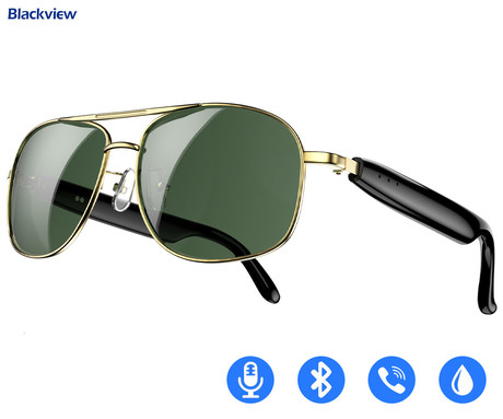 Blackview D1 PRO pametna očala, AI Assistant, klicanje / glasba, Wear-Detection funkcija, samodejni vklop / izklop, BT 6.0, STEREO zvočniki, mikrofon, polnilna baterija, zatemnjena UV stekla, zlata