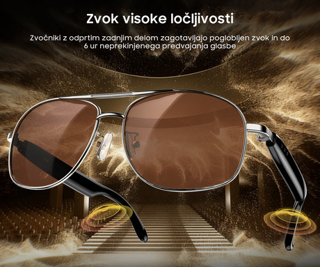Blackview D1 PRO pametna očala, AI Assistant, klicanje / glasba, Wear-Detection funkcija, samodejni vklop / izklop, BT 6.0, STEREO zvočniki, mikrofon, polnilna baterija, zatemnjena UV stekla, zlata