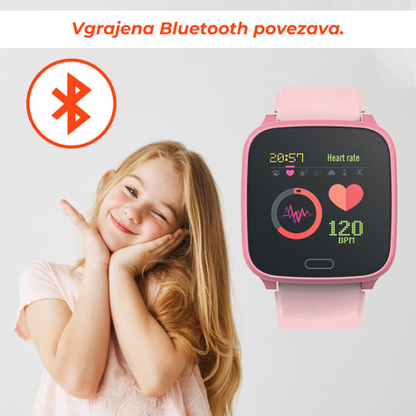 EOL - FOREVER pametna mladostniška / otroška /športna ura JW-100, 1.3'', Bluetooth, IP68, roza