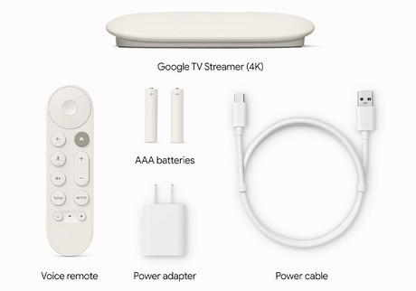 Google TV STREAMER 4K multimedijski predvajalnik / center, 4K UHD, HDR10, Dolby Vision Atmos, Google Home, 4GB RAM, 32GB ROM, glasovni daljinski upravljalnik, bel (Porcelain)