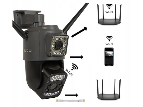 BLOW H-332 IP kamera, 2 objektiva, WiFi, Full HD 2+2MP, vrtenje, nagibanje, IR nočno snemanje, senzor gibanja, aplikacija, črna