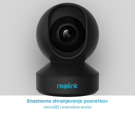 Kamera Reolink E1 Pro, brezžična WiFi, 4MP Super HD, nočno snemanje, senzor gibanja, aplikacija, dvosmerna komunikacija, vrtljiva 355°/50°, črna
