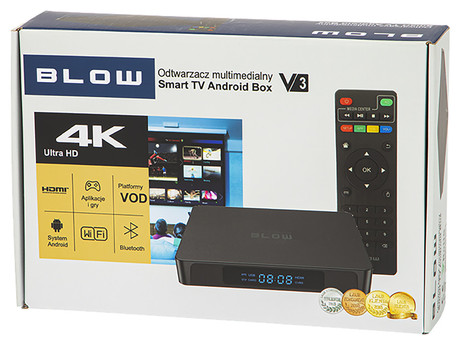 Blow TV BOX 4K V3 medijski predvajalnik, 4K UHD, Android, WiFi, LAN, 2GB + 16GB, HDMI, črn