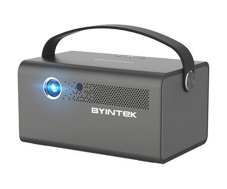 BYINTEK R17 PRO prenosni mini 3D LED DLP projektor, Android, WiFi, BT5.0, 2GB + 32GB, baterija, 750 lumnov, dvojni zvočniki, max. 4K UHD, HDMI, srebrn