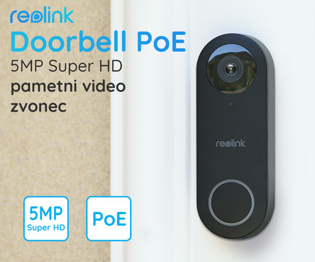 Reolink DOORBELL PoE pametni video zvonec, 2K+, PoE, nočno snemanje, zaznavanje gibanja, aplikacija, dvosmerna komunikacija, vodoodpornost