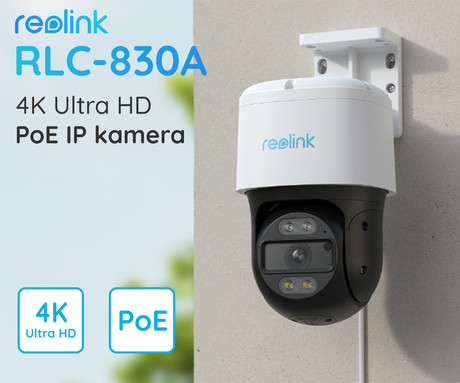 Reolink RLC-830A IP kamera, 4K Ultra HD, PoE, vrtenje in nagibanje, IR nočno snemanje, LED reflektorji, aplikacija, IP65 vodoodpornost, dvosmerna komunikacija, bela