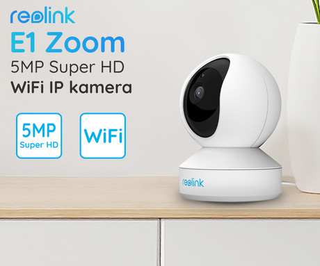Kamera Reolink E1 ZOOM, brezžična WiFi, 5MP Super HD, 3x Zoom povečava, nočno snemanje, senzor gibanja, aplikacija, dvosmerna komunikacija, vrtljiva 355°/50°, bela