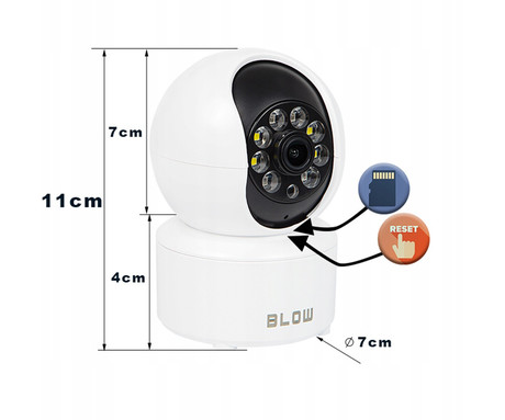 IP kamera IP BLOW H-263, WiFi, Super HD 3MP, vrtljiva 355°, nočno snemanje, senzor gibanja, aplikacija