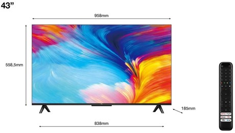 LED TV TCL 43P635, 109cm (43"), 4K UHD, Google TV, WiFi, Bluetooth, Google Assistant