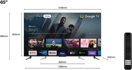 QLED TV TCL 65C645, 165cm (65"), 4K UHD, Android, GoogleTV, WiFi, Bluetooth