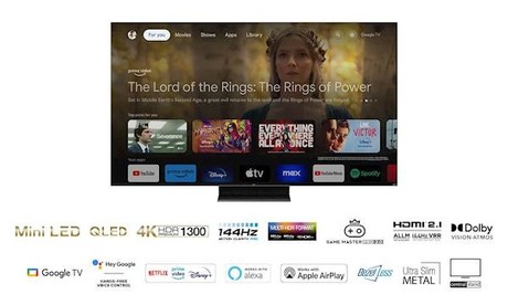 EOL - Mini LED QLED TV TCL 50C805, 127cm (50"), Google TV, 4K HDR Premium 1300, 144Hz Motion Clarity Pro, Doly Atmos, Google Assistant, Alexa