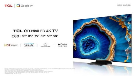 Mini LED QLED TV TCL 55C805, 139cm (55"), Google TV, 4K HDR Premium 1300, 144Hz Motion Clarity Pro, Doly Atmos, Google Assistant, Alexa