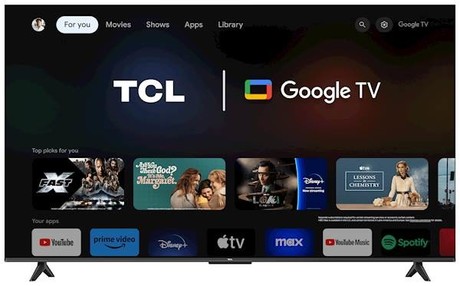 LED TV TCL 65P69B, 165cm (65"), 4K UHD, Google TV, WiFi 5, Bluetooth, HDR10, Dolby Audio, Google Assistant