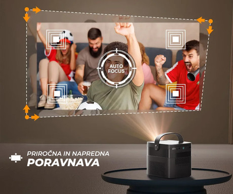 BYINTEK Vevshao V50 prenosni 3D LED DLP projektor, Android, Dual WiFi, Bluetooth, 2GB+32GB, baterija, 500 lumnov, STEREO zvočniki, max 4K UHD, USB / HDMI / AUX, + daljinec