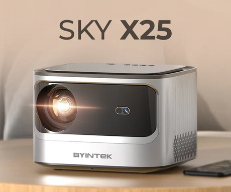 BYINTEK SKY X25 prenosni LED projektor, Android, Dual WiFi, Bluetooth, 900 ANSI lumnov, Full HD 1080p, STEREO zvočnik, samodejni fokus, max 4K UHD, USB / HDMI / AUX, + daljinec