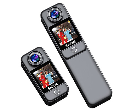 SJCAM C300 akcijska športna kamera, 4K Ultra HD, dvojni zaslon, 6-osna stabilizacija, 2x polnilna baterija, 154° snemalni kot, Dual WIFI, vodoodpornost, aplikacija, +dodatki, črna