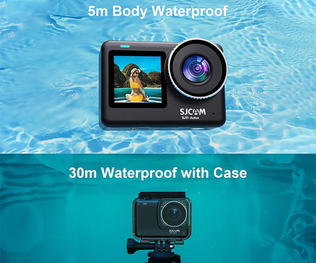 SJCAM SJ11 ACTIVE akcijska športna kamera, 4K Ultra HD, dvojni zaslon, 6-osna stabilizacija, polnilna baterija, 154° snemalni kot, Dual WIFI, 5ATM vodoodpornost, aplikacija, +dodatki, črna