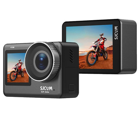 SJCAM SJ11 ACTIVE akcijska športna kamera, 4K Ultra HD, dvojni zaslon, 6-osna stabilizacija, polnilna baterija, 154° snemalni kot, Dual WIFI, 5ATM vodoodpornost, aplikacija, +dodatki, črna