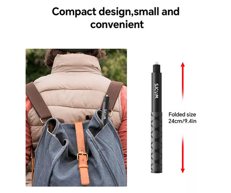 SJCAM selfie stick palica, raztegljiva / teleskopska, 120cm, črna