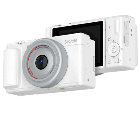 SJCAM ZV200 digitalni fotoaparat, 5K Ultra HD+, 80MP, 2.8" IPS FLIP zaslon, SONY senzor, 16x digitalni ZOOM, 6-osna stabilizacija, polnilna baterija, AUTO fokus, 9 PRESET načinov, +dodatki, bel