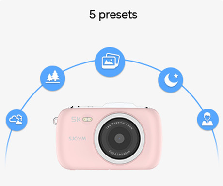 SJCAM ZV100 digitalni fotoaparat, 5K Ultra HD+, 80MP, 2.8" TFT zaslon, 18x digitalni ZOOM, FLASH bliskavica, polnilna baterija, AUTO fokus, 5 PRESET načinov, mikrofon, zvočnik, +dodatki, roza