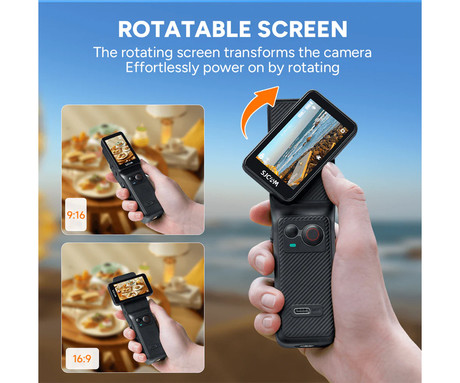 SJCAM C400 akcijska športna kamera, 4K Ultra HD, dvojni zaslon, vrtljiv zaslon, 6-osna stabilizacija, 2x polnilna baterija, 154° snemalni kot, Dual WIFI, vodoodpornost, aplikacija, +dodatki, črna