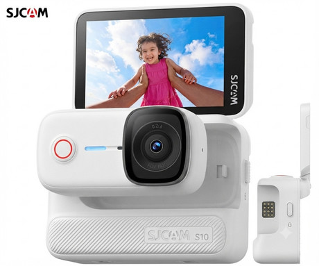 SJCAM S10 akcijska športna kamera, 4K Ultra HD, 2.51" FLIP zaslon, SteadyMotion 2.0, 8x ZOOM, Boost Pod ohišje / baterija, 160° snemalni kot, WIFI 5G, 5M vodoodpornost, aplikacija, +dodatki, bela