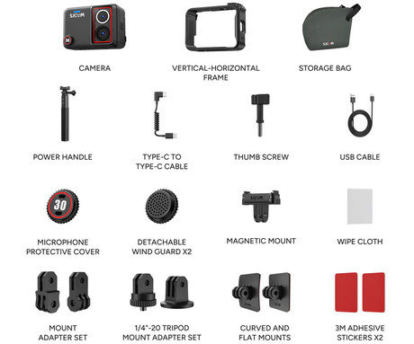 SJCAM SJ30 akcijska športna kamera, Charging Kit, 8K Ultra HD, 2.51" FLIP zaslon, SteadyMotion 2.0, 8x ZOOM, polnilna baterija, 140° snemalni kot, Dual WIFI, 5ATM vodoodpornost, aplikacija, +dodatki