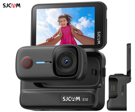 SJCAM S10 akcijska športna kamera, 4K Ultra HD, 2.51" FLIP zaslon, SteadyMotion 2.0, 8x ZOOM, Boost Pod ohišje / baterija, 160° snemalni kot, WIFI 5G, 5M vodoodpornost, aplikacija, +dodatki, črna
