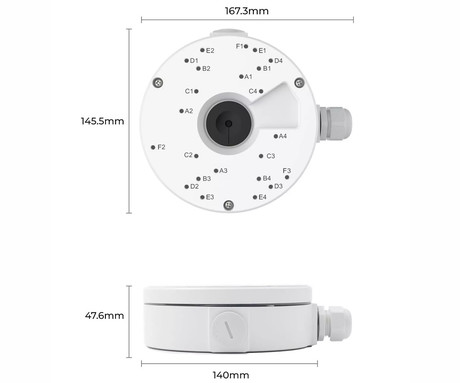 Reolink D20 Junction Box, zaščita za kable in RJ-45 konektor, kompatibilnost z Reolink kamerami, enostavna namestitev, bela