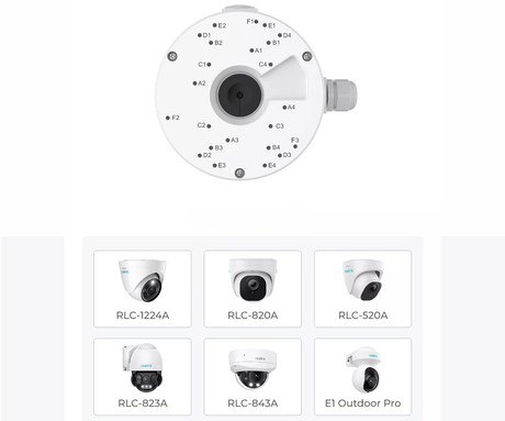 Reolink D20 Junction Box, zaščita za kable in RJ-45 konektor, kompatibilnost z Reolink kamerami, enostavna namestitev, bela