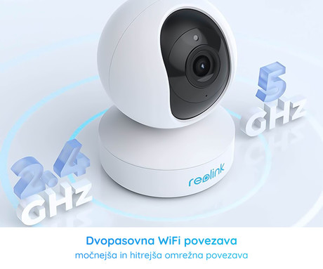 Reolink E340 IP kamera, 5MP Super HD, Dual WiFi, vrtenje in nagibanje, 3x optični ZOOM, IR nočno snemanje, aplikacija, dvosmerna komunikacija, bela