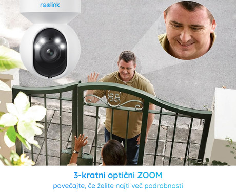 Reolink E540 IP kamera, 5MP Super HD, WiFi, vrtenje in nagibanje, IR nočno snemanje, LED reflektorji, 3x ZOOM, aplikacija, vodoodporna, dvosmerna komunikacija, bela