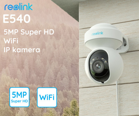 Reolink E540 IP kamera, 5MP Super HD, WiFi, vrtenje in nagibanje, IR nočno snemanje, LED reflektorji, 3x ZOOM, aplikacija, vodoodporna, dvosmerna komunikacija, bela