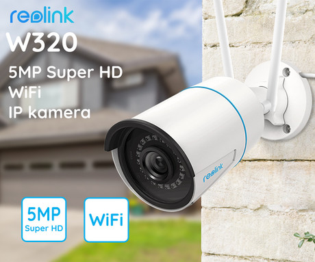 Reolink W320 IP kamera, 5MP Super HD, dvopasovni WiFi, nočno snemanje, IR LED diode, vodoodporna, aplikacija, mikrofon, 80° kot snemanja, bela