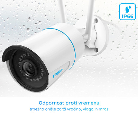 Reolink W320 IP kamera, 5MP Super HD, dvopasovni WiFi, nočno snemanje, IR LED diode, vodoodporna, aplikacija, mikrofon, 80° kot snemanja, bela