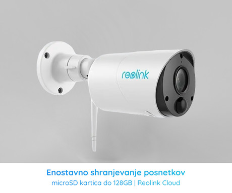 Reolink ARGUS B320 IP kamera, 3MP Super HD, WiFi, baterija, nočno snemanje, IR LED diode, vodoodporna, aplikacija, dvosmerna komunikacija, bela