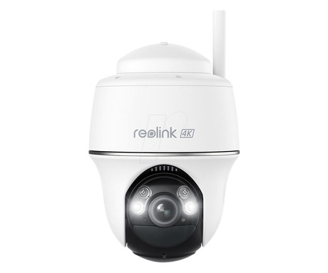 Reolink ARGUS B440 IP kamera, 4K 8MP Ultra HD, Dual WiFi, baterija, vrtenje in nagibanje, IR nočno snemanje, LED reflektorji, aplikacija, vodoodporna, dvosmerna komunikacija, bela