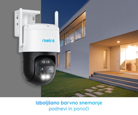 Reolink TrackMix G765 IP kamera, dva objektiva, 2K 4MP Super HD, vrtenje in nagibanje, IR nočno snemanje, LED reflektor, aplikacija, vodoodpornost, dvosmerna komunikacija, bela