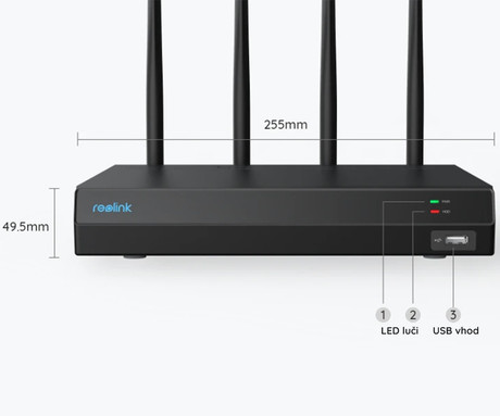 Reolink NVS12-8MB4W varnostni komplet, Dual WIFI 6, 1x snemalna enota + 4x IP kamere, 4K 8MP Ultra HD, 2TB disk, priklop do 12 kamer, razširljiv spomin, neprekinjeno snemanje, PoE / WiFi namestitev