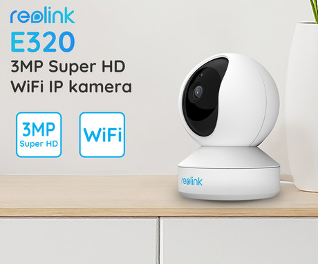 Reolink E320 IP kamera, 3MP Super HD, WiFi, vrtenje in nagibanje, IR nočno snemanje, aplikacija, dvosmerna komunikacija, pametni alarm, bela